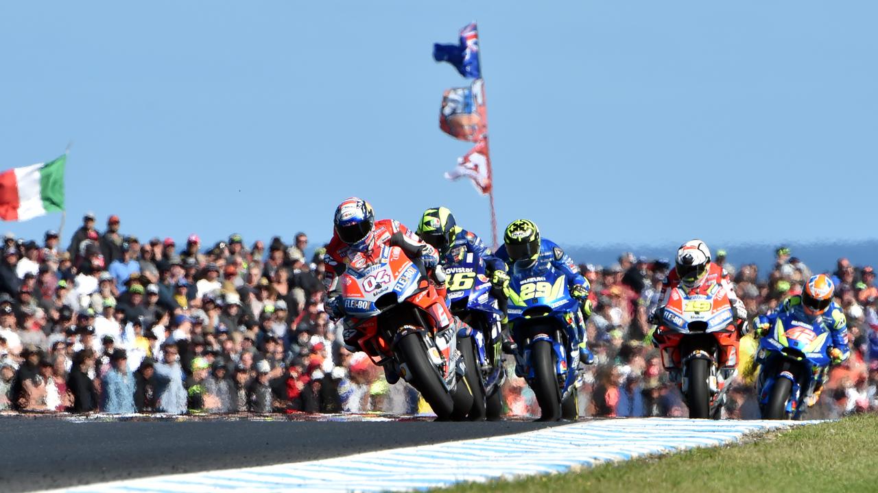 Andrea Dovizioso leads a hungry pack during last year’s race. Picture: Paul Crock