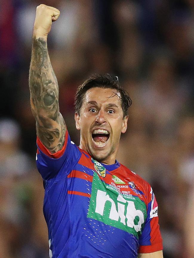 Mitchell Pearce after his matchwinner against Manly. (Brett Costello)