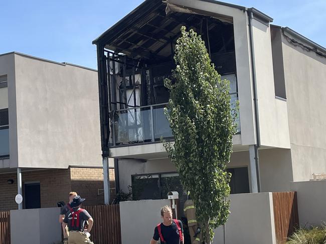 A townhouse caught fire on Friday about 2pm on Queens Ct in Sunshine. Picture: Athos Sirianos.