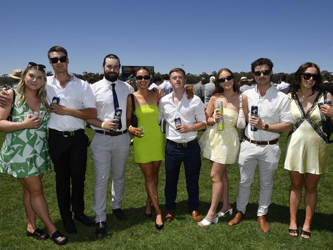 Apiam Bendigo Cup was held at Bendigo Racecourse, Bendigo, Victoria, on Wednesday, October 30th, 2024. Pictured enjoying the horse racing carnival are Emma, Tom, Ash, Zoe, Brody, Skye, Sean, Liv. Picture: Andrew Batsch