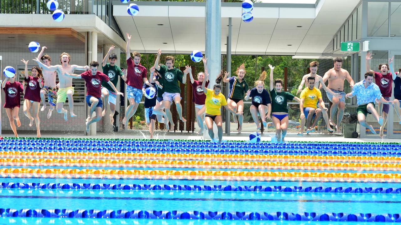 These Grammar students were the first to jump into the pool in the newly built aquatic centre in 2017. Photo: John McCutcheon