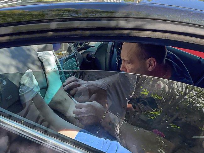 A person injects in a car. Picture: Jason Edwards