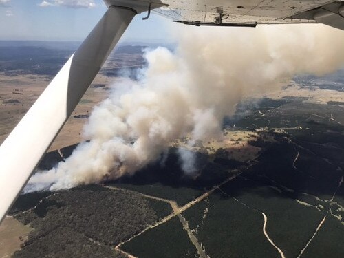 a bushfire burns near Platts Rd, Mila in the Snowy Monara region on Wednesday afternoon. Source: NSW RFS