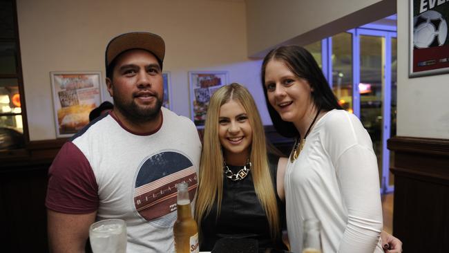 Zak, Britney and Terry Price at the Grand Hotel, Gladstone. Photo Luka Kauzlaric / The Observer