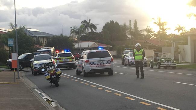 Police at the scene of an accident at Burleigh Waters. Picture: Nic McElroy