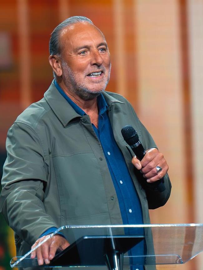 Brian Houston preaching at Faith Church in the US in June. Picture: Instagram