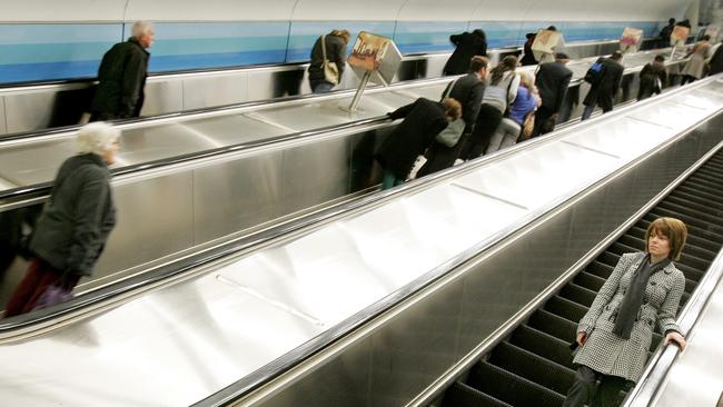 Melbourne's longest escalators at Parliament train station.