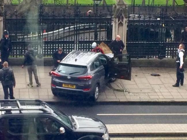 The attacker charged his vehicle through Westminster before emerging to stab a police officer.