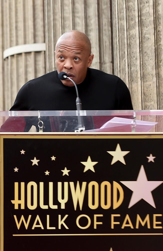 Dr Dre receiving his Walk of Fame star in 2018. Picture: Kevin Winter/Getty Images