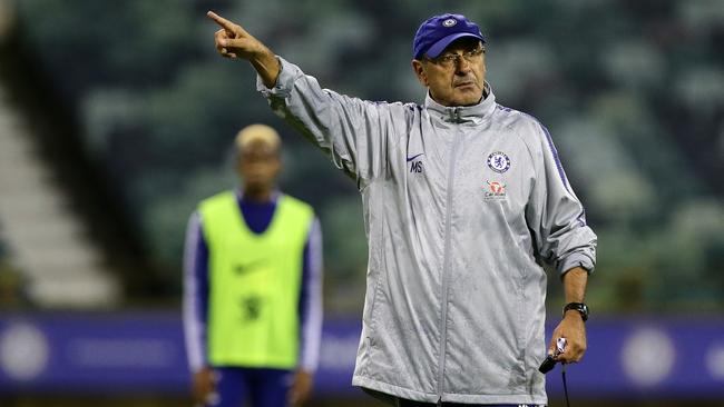 Maurizio Sarri leads Chelsea’s Saturday night open training at the WACA.