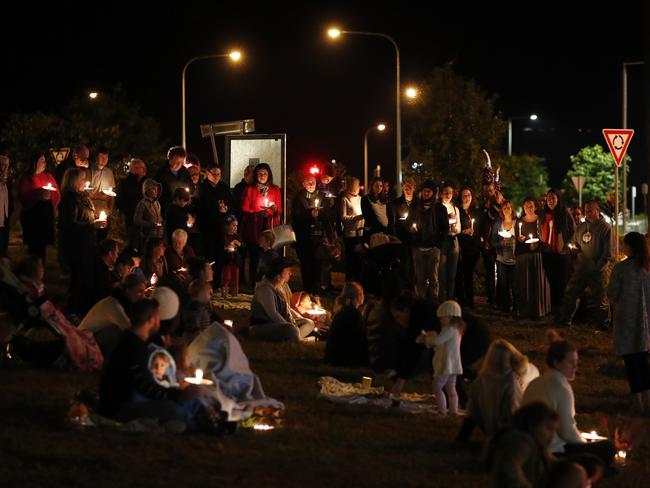 Dozens turned up for the candlelight vigil on Sunday night. Picture: AAP Image/Josh Woning