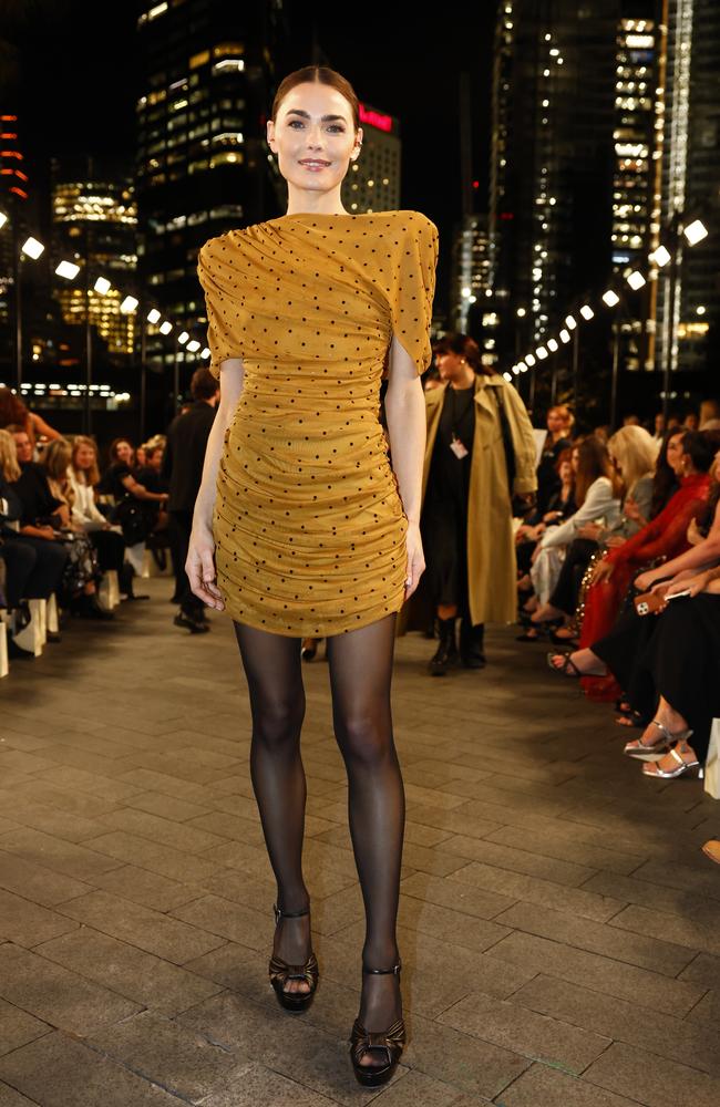Bambi Northwood-Blyth at the Carla Zampatti 60th anniversary runway show, during Australian Fashion Week 2025 at the MCA Lawn in The Rocks. Picture: Jonathan Ng