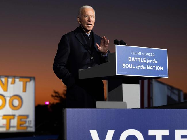 Democratic Presidential candidate and former US Vice President Joe Biden speaks during an event at Belle Isle Casino in Detroit, Michigan. Picture: AFP