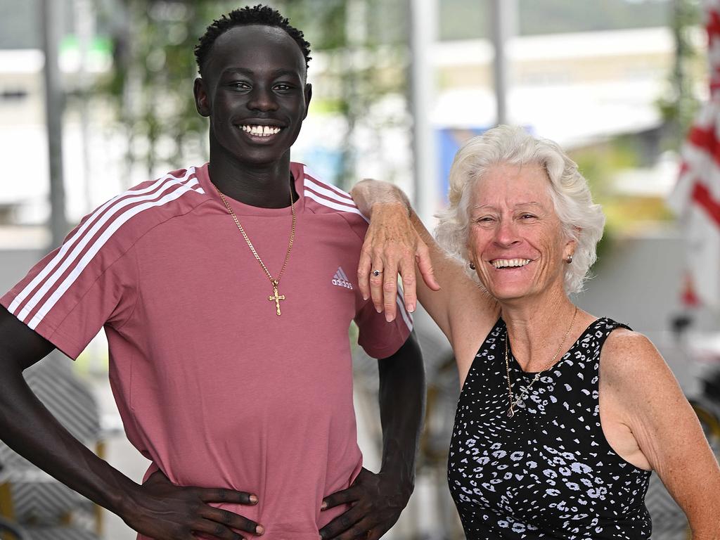 Gout Gout with his coach Diane Sheppard. pic: Lyndon Mechielsen/Courier Mail