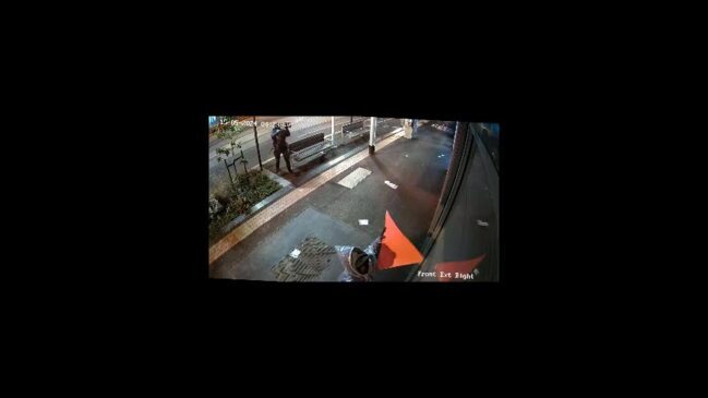 Vandals captured defacing commercial building