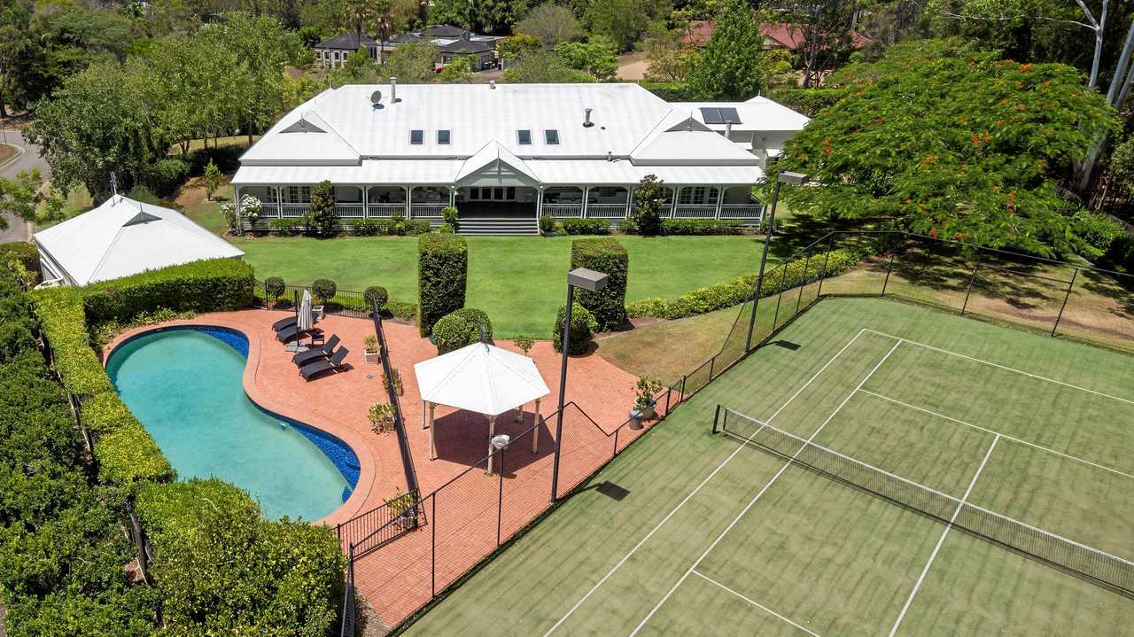 PRIZED POSITION: The six-bedroom house with swimming pool and floodlit tennis court is on 4562sqm.