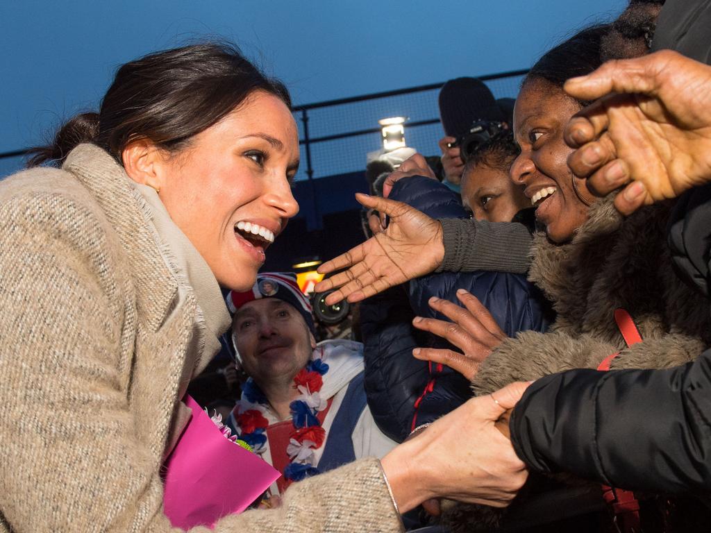 Meghan Markle meets members of the public following a visit to Reprezent 107.3FM in Pop Brixton on January 9, 2018 in London, England. The Reprezent training programme was established in Peckham in 2008, in response to the alarming rise in knife crime, to help young people develop and socialise through radio. Picture: Getty Images