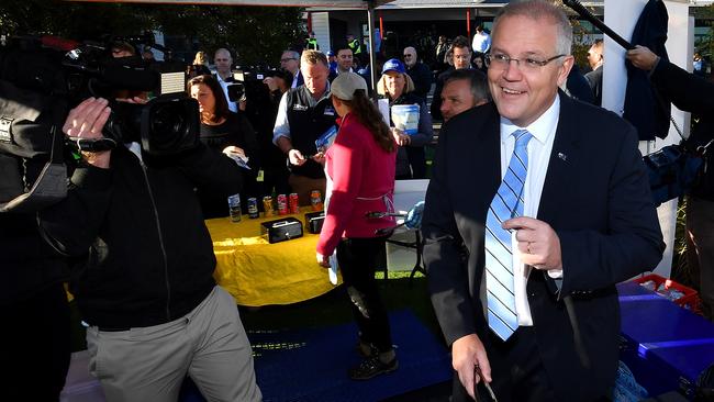 Prime Minister Scott Morrison attends a sausage sizzle at Norwood Primary School in Launceston. Picture: Getty Images