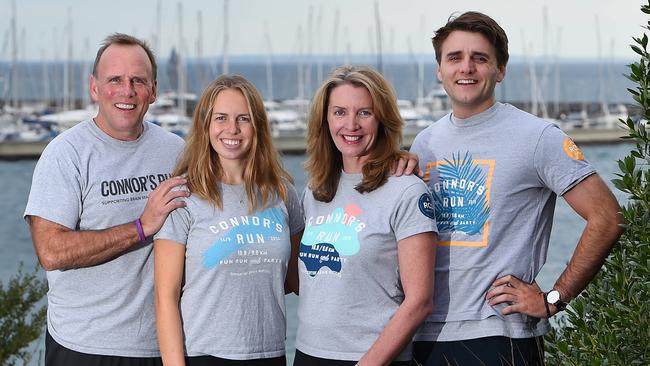 Robert Connor Dawes Foundation founder Liz Dawes and her family are dedicated to raising money for brain cancer research of eldest child Connor who died of a brain tumour at 18. (L-R) Scott, Hannah, Liz and Nick Dawes. Picture: Josie Hayden