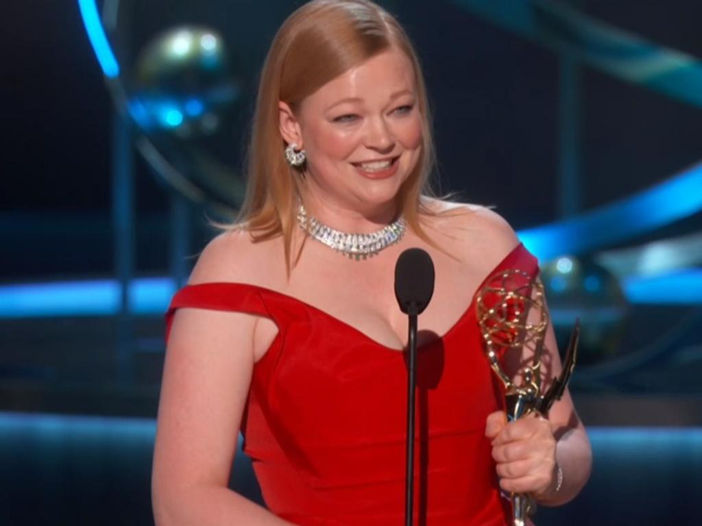 Sarah Snook wins at the 2024 Emmy awards. Picture: Binge