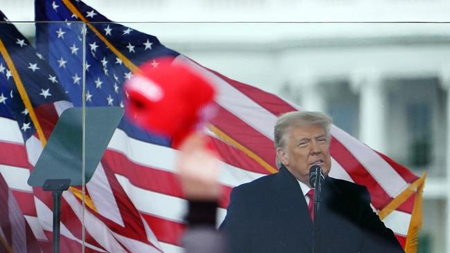 Former US president Donald Trump speaks to supporters from The Ellipse near the White House in Washington on January 6, 2022. Picture Mandel Ngan / AFP