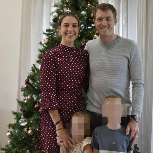 Rohan Dennis pictured with his wife, Melissa Hoskins and their two children in a post to Instagram dated December 25, 2023, just days before her death.