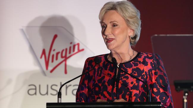 Virgin Australia chair Elizabeth Bryan addresses the Virgin Australia AGM in 2018. Picture: Peter Wallis.