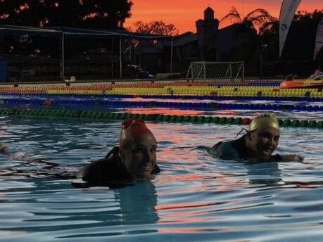 Ms O’Neill swam for 24 hours straight in one of her 30 fundraising challenges in 2017 and 2018. Pic: Supplied