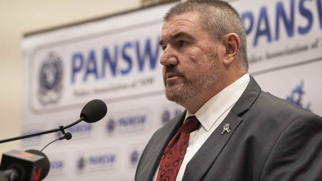 Police Association President Tony King visited regional NSW to campaign against the government’s decision to slash public servant wage increases because of COVID-19. Picture: AAP Matthew Vasilescu