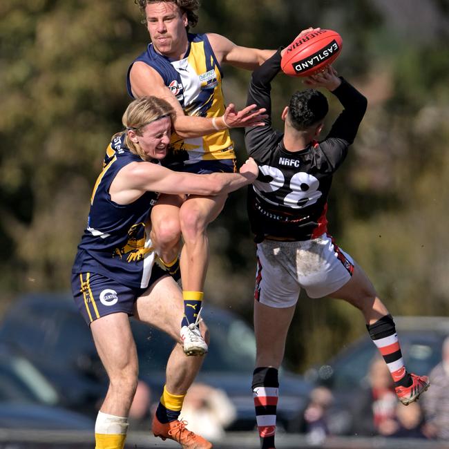 Nahas (right) in full flight during last year’s Division 1 finals series. Picture: Andy Brownbill