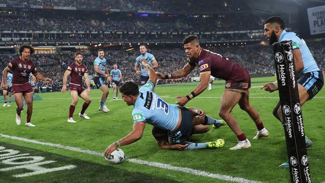 Latrell Mitchell gives NSW breathing space. (Phil Hillyard)