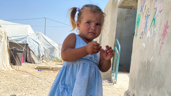 Little Mariam, 3, was born in the camps in Syria and has never set foot outside her compound. Her Australian mother was taken to Syria and married off to an older Islamic State member when she was just 15. Picture: Ellen Whinnett / The Australian