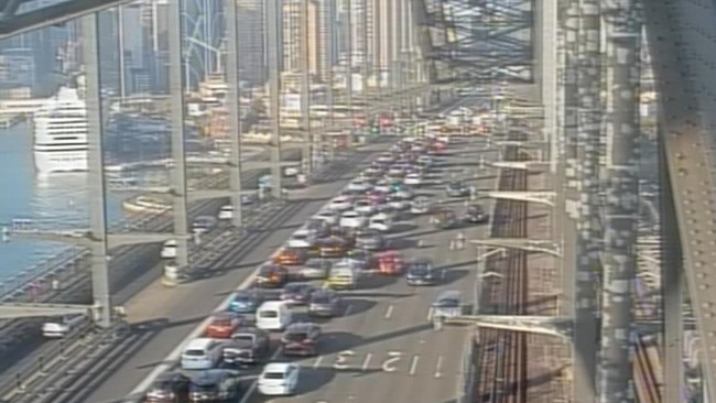 Traffic heading into the CBD is stalled after a head on collision during peak hour. Picture: Live Traffic