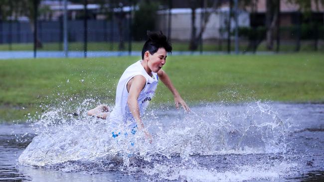 Elanora schoolboy Style Hogan gets some skim boarding practice in. Photo: Scott Powick