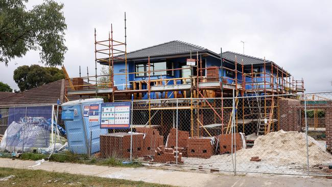 A house being built by the construction company Porter Davis remains unfinished in Mitcham. Picture: Ian Currie