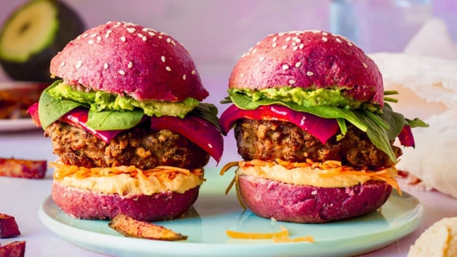Plant-based burgers anyone? Image: Instagram @rainbownourishments.