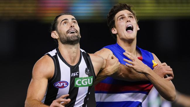 Brodie Grundy in the opening round of 2020. Picture: AAP Image/Michael Dodge