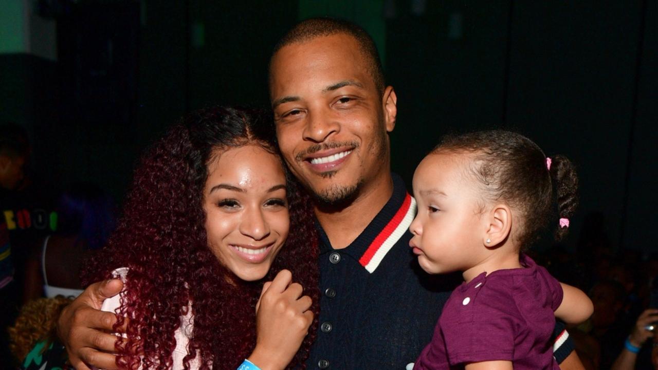 T.I. with daughters Deyjah (left) and Heiress (right). Picture: Prince Williams/Wireimage