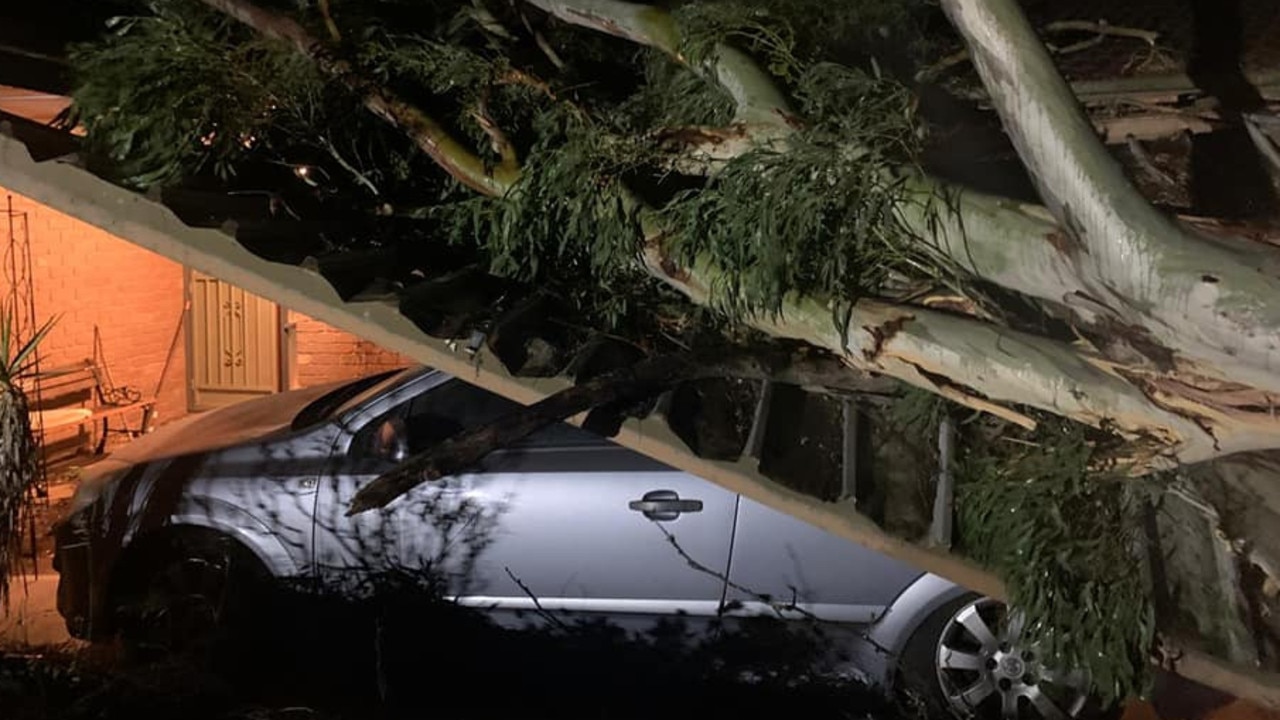 A carport in Melton has also been damaged by the severe weather. Picture: Facebook