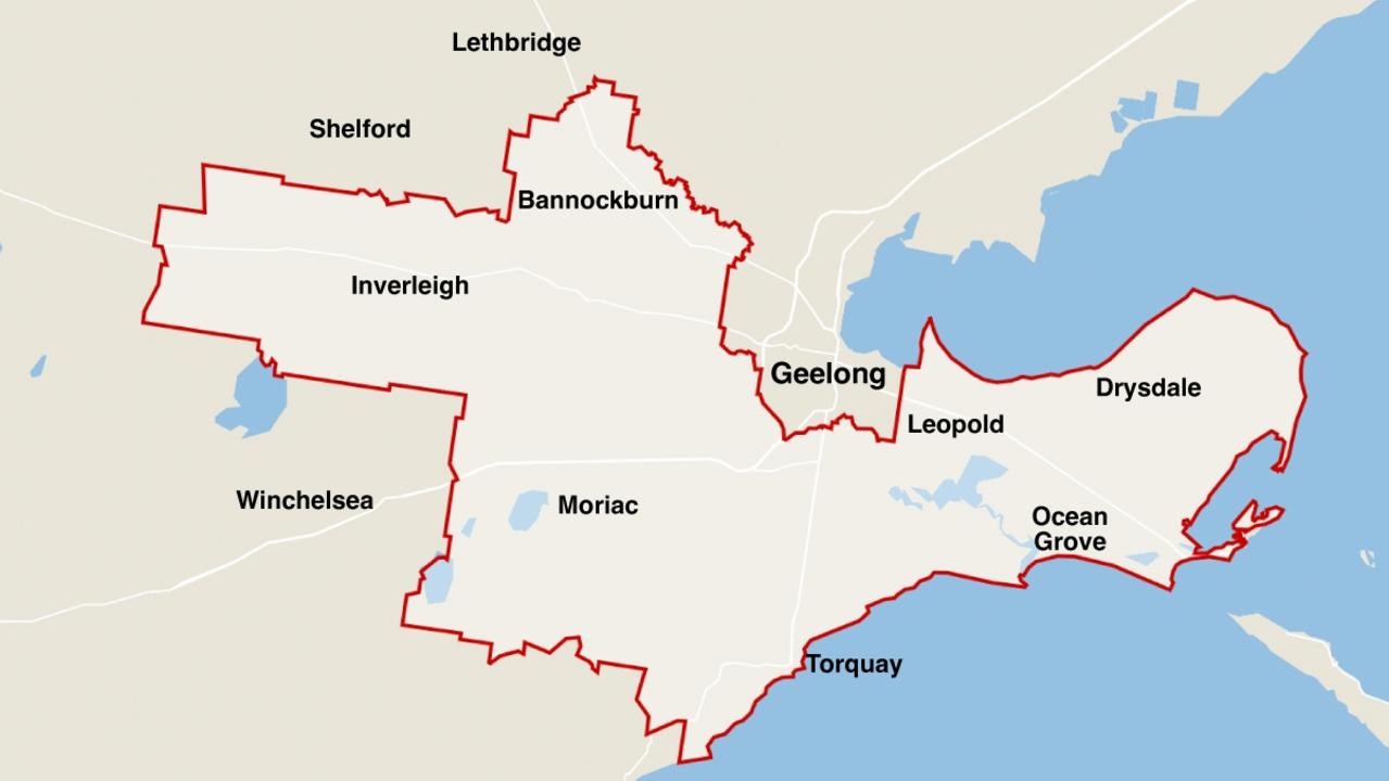 A map of the Corangamite electorate as it stands. Another redistribution will be announced later this year.