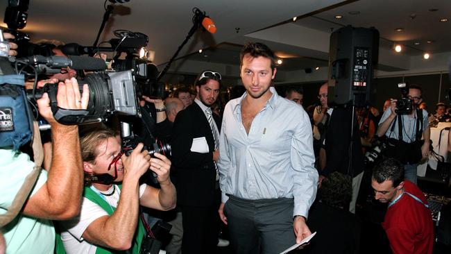 Ian Thorpe faces the media after the revelations in May 2006.