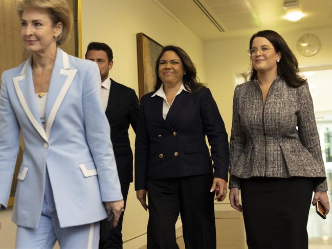 CANBERRA, AUSTRALIA, NewsWire Photos. MAY 13, 2025: Members arriving to the Liberal Party Room Meeting for leadership vote, Parliament House in Canberra. Including Michaelia Cash, Jacinta Nampijinpa Price Picture: NewsWire / David Beach
