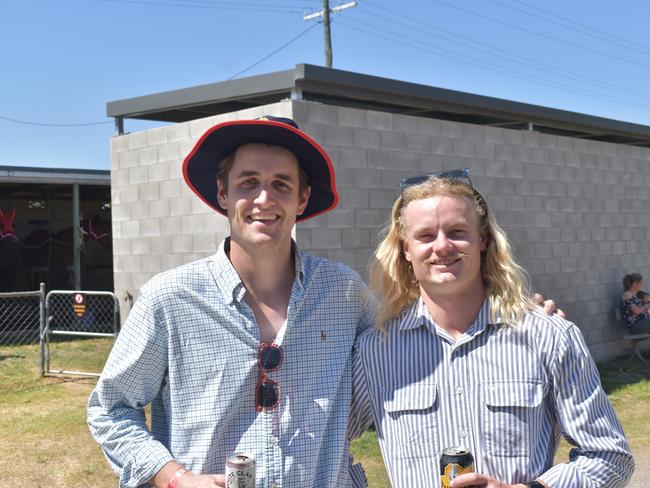 George Clinton and Sheamus Tanna from Brisbane at Warwick Cup race day at Allman Park Racecourse, Saturday, October 14, 2023 (Photo: Michael Hudson/ Warwick Daily News)