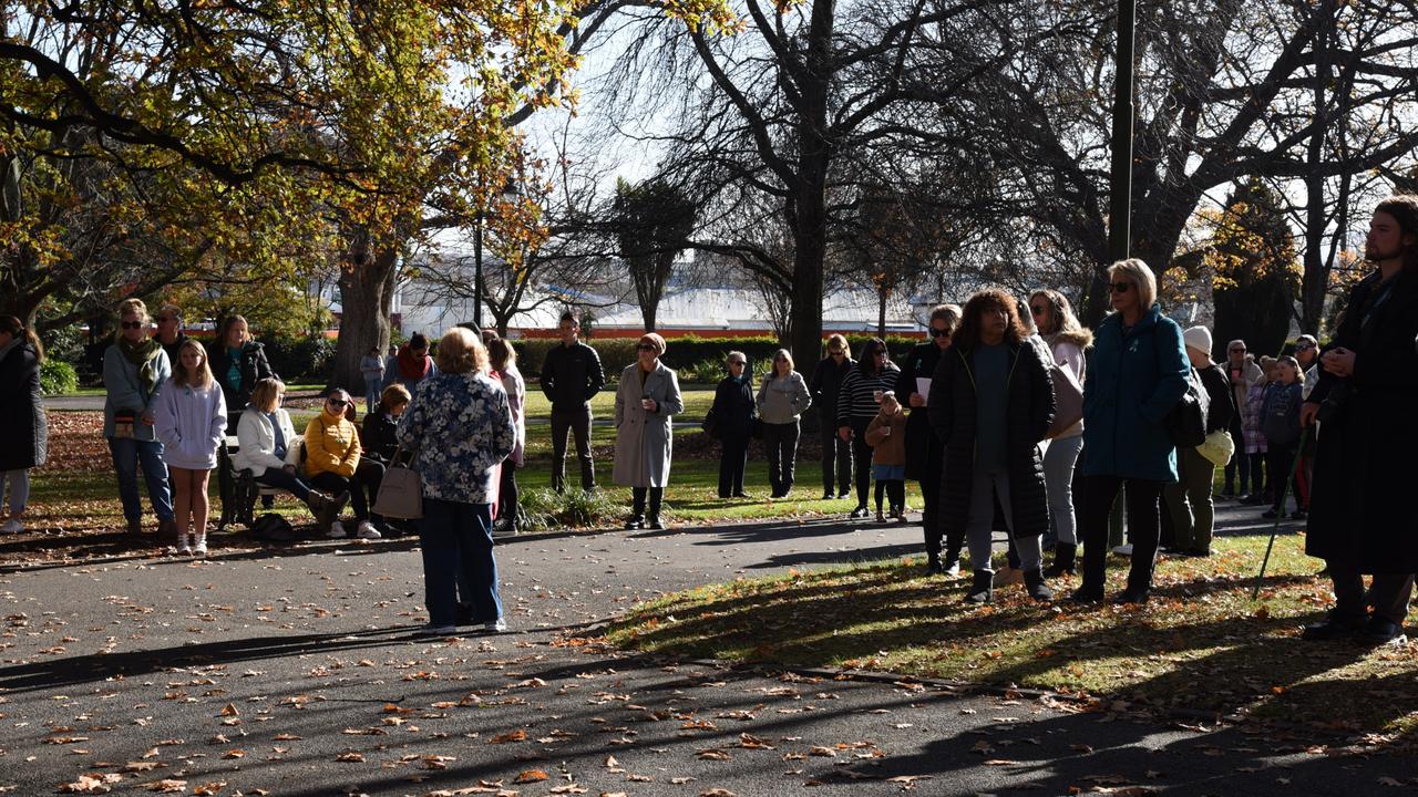 at a vigil in Launceston's city park for missing teenager Shyanne-Lee Tatnell, 14. Picture: Alex Treacy