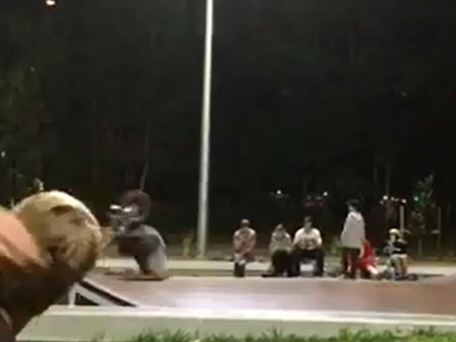 Paul Marney falls face first onto the ground after losing control of his bike at Mona Vale Skate Park. He wasn't wearing a helmet.