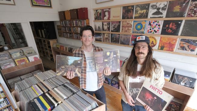 TABA Records co-owners James Harrison and Jack Robbins ahead of the store opening on March 7. Picture: Mark Wilson