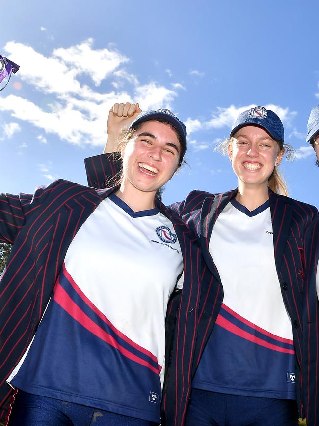 Sabrina Guse, left, with Sophie Malcolm at the QGSSSA cross country