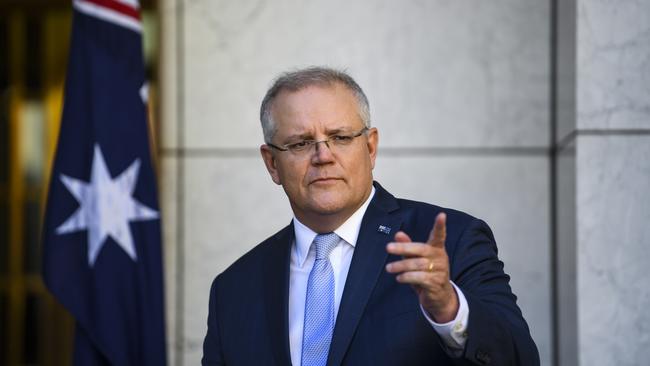 Prime Minister Scott Morrison holds a press conference at Parliament House, Canberra