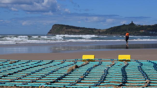 The failed Lennox Head shark barrier.