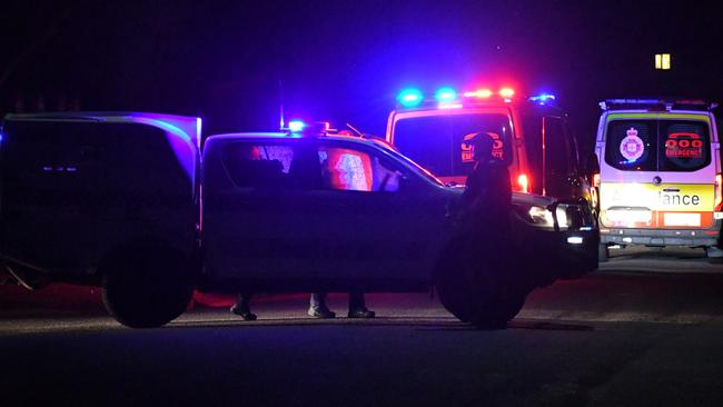 Queensland Ambulance Service confirmed on Thursday night that paramedics were called to Simpson Street after a car hit a male aged in his late 30s at 7pm. Picture: Cameron Bates